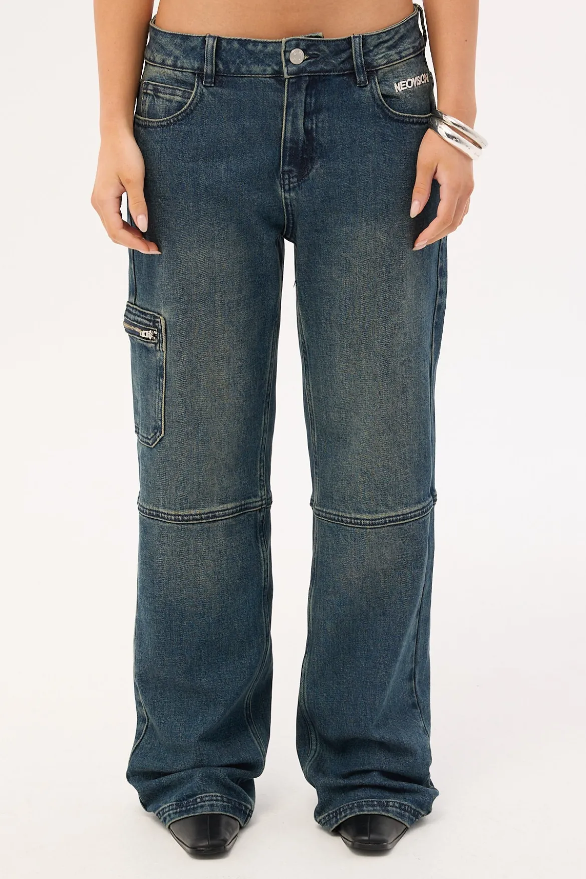 Flicker Stamp Low Baggy Jean Washed Blue