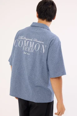 Flintmore Boxy Cropped Resort Shirt Blue Check