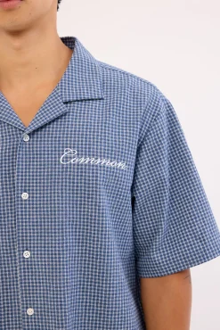 Flintmore Boxy Cropped Resort Shirt Blue Check