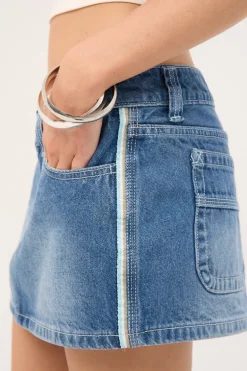 Flip Mommy Low Rise Denim Mini Skirt Blasted Midi Blue/Blue