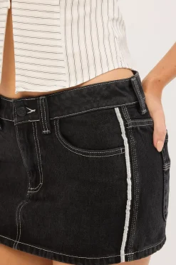 Flip Mommy Low Rise Denim Mini Skirt Black Out