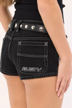 Flip Mommy Low Rise Micro Denim Skirt Black Out