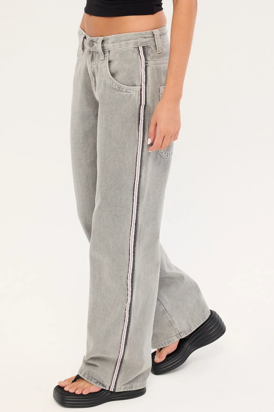 Flip Mommy Low Rise Wide Leg Jean London Summer/Baby Pink Denim