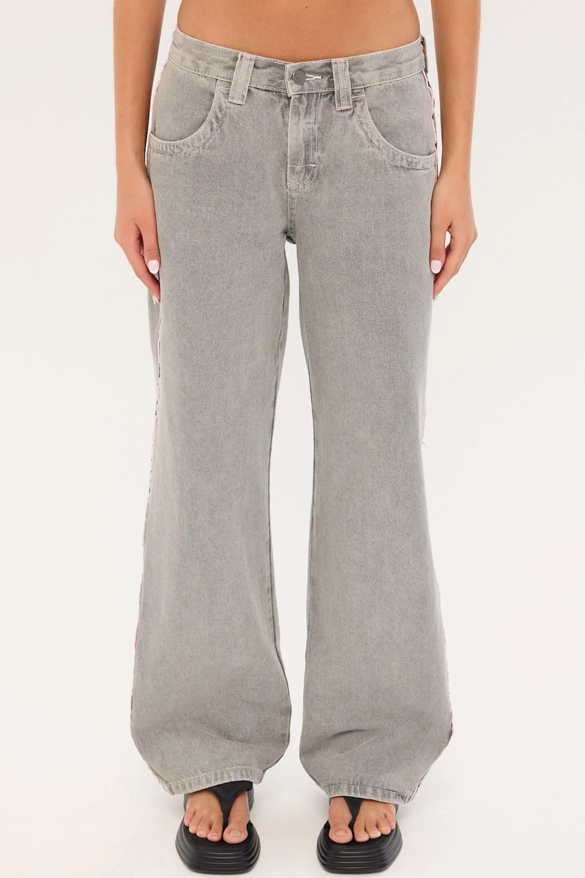Flip Mommy Low Rise Wide Leg Jean London Summer/Baby Pink Denim