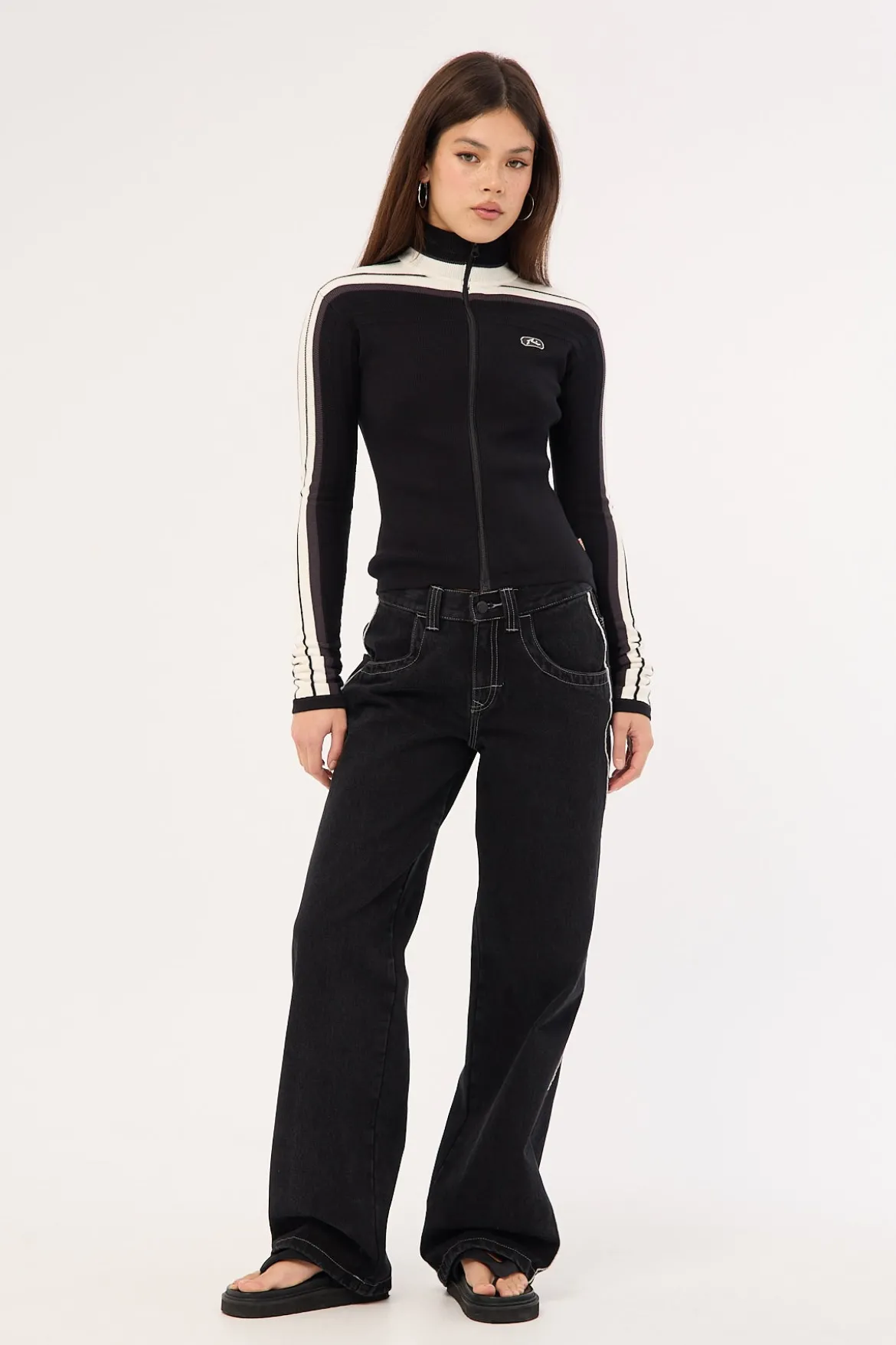 Flip Mommy Low Rise Wide Leg Jean Black Out