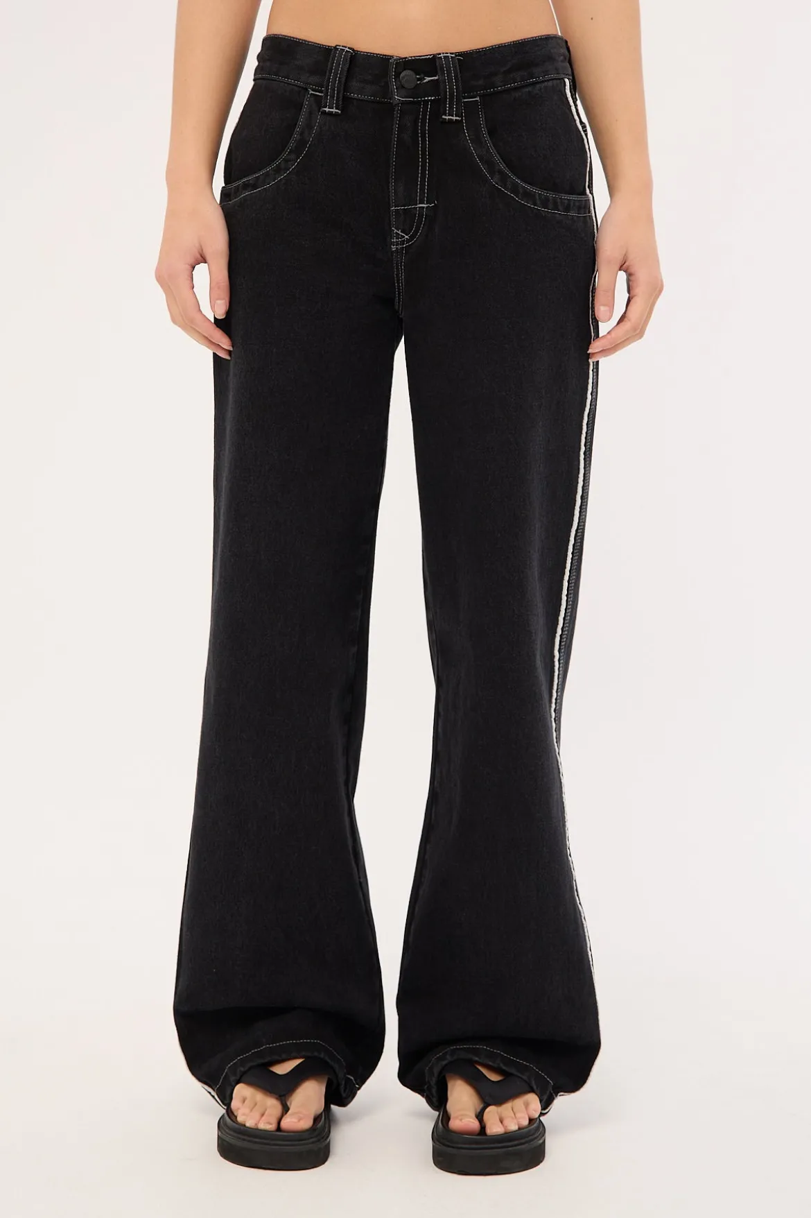 Flip Mommy Low Rise Wide Leg Jean Black Out
