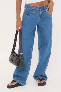 Flip Mommy Low Rise Wide Leg Denim Jean Middy Blue/Orange