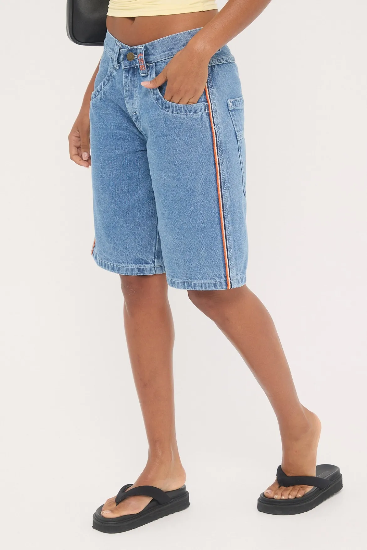 Flip Mommy Low Rise Wide Leg Jort Middy Blue/Orange