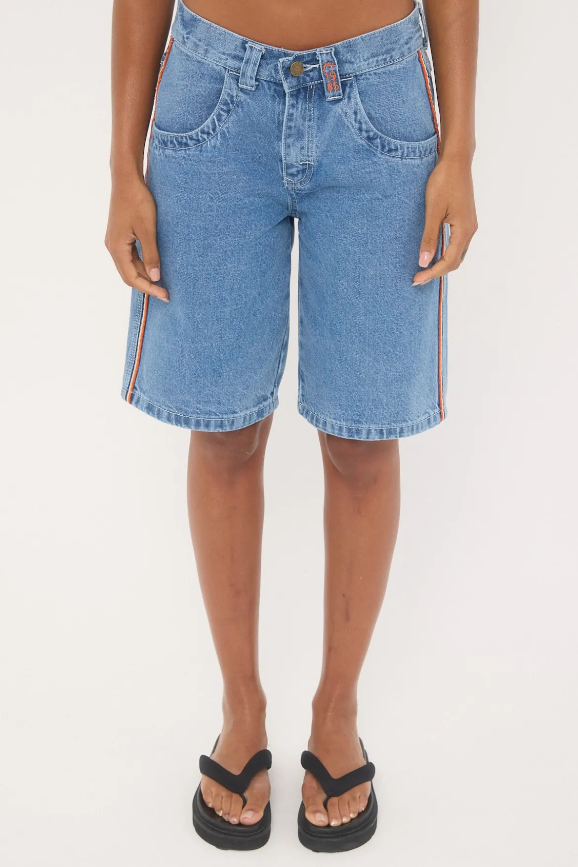 Flip Mommy Low Rise Wide Leg Jort Middy Blue/Orange