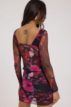 Florentina Recycled Mesh Mini Skirt Floral Print