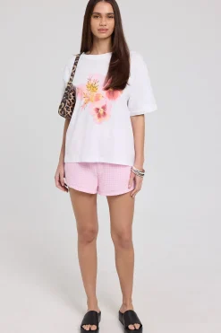 Floret Hibiscus Oversized Graphic Tee White