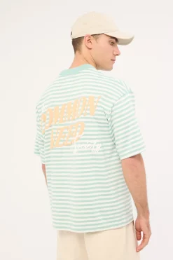 Flow Easy Tee Sage Stripe
