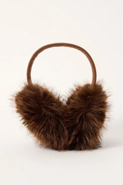 Fluffy Faux Fur Ear Muffs Brown