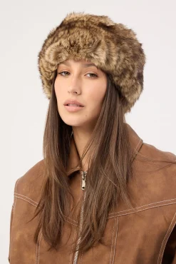 Fluffy Faux Fur Headband Brown