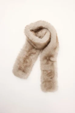 Fluffy Faux Fur Scarf Taupe