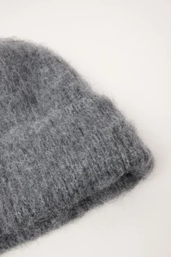 Fluffy Knit Beanie Grey Marle