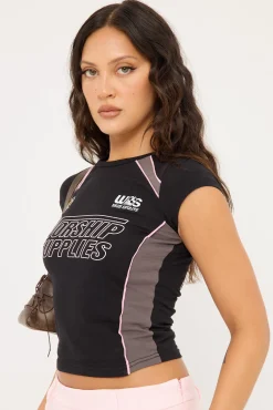 Football Baby Cap Sleeve Black