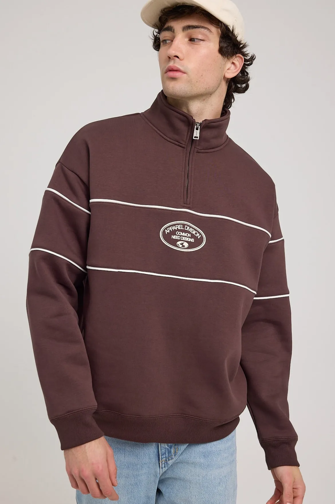 Form Quarter Zip Sweater Dark Brown