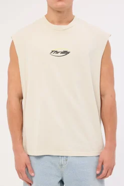 Fortune Favors Box Fit Oversize Cropped Muscle Tee Bisque