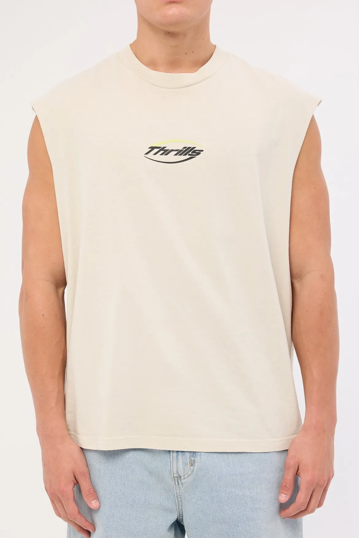 Fortune Favors Box Fit Oversize Cropped Muscle Tee Bisque