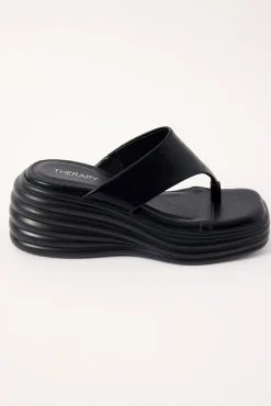 Frame Thong Wedge Slide Black
