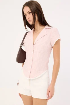 Frankie Cap Sleeve Blouse Pink