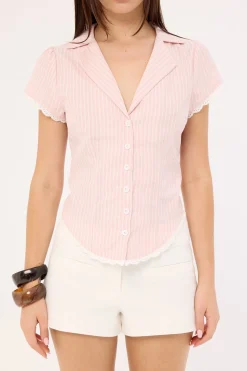 Frankie Cap Sleeve Blouse Pink