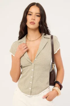 Frankie Cap Sleeve Blouse Olive