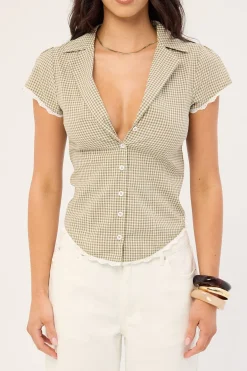 Frankie Cap Sleeve Blouse Olive