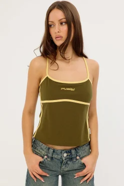 Freo King Fitted Top Khaki/Pale Banana