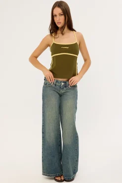 Freo King Fitted Top Khaki/Pale Banana