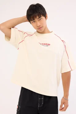 Frequency Panel Oversize Cropped Raglan Tee Zine