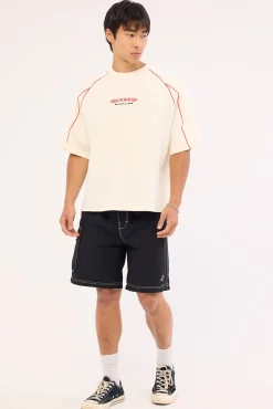 Frequency Panel Oversize Cropped Raglan Tee Zine
