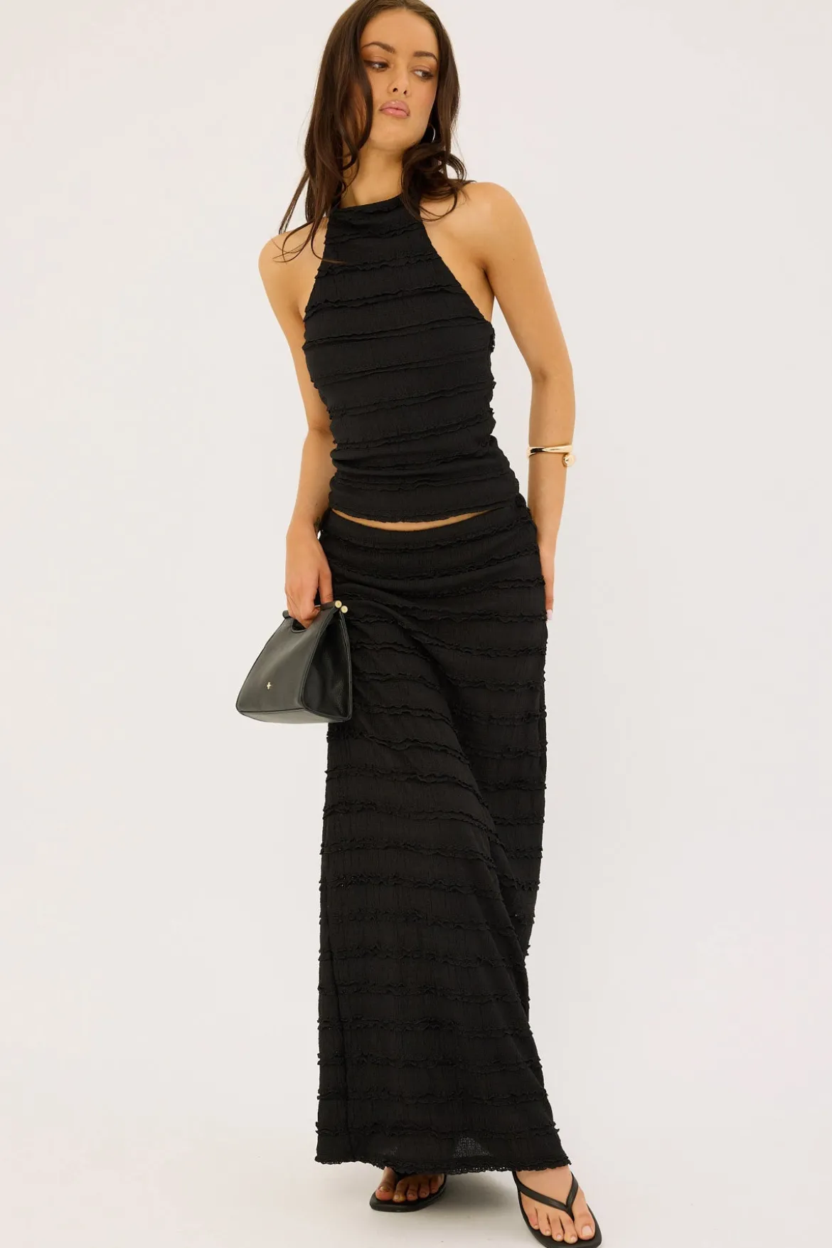 Frilly Astra Maxi Skirt Black