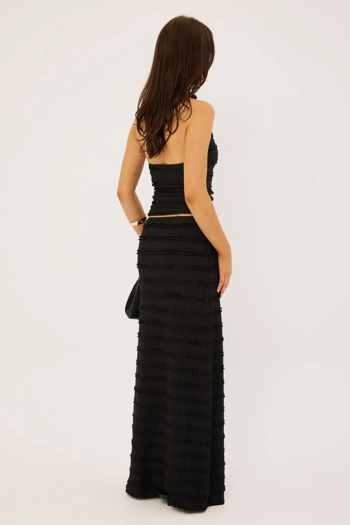Frilly Astra Maxi Skirt Black