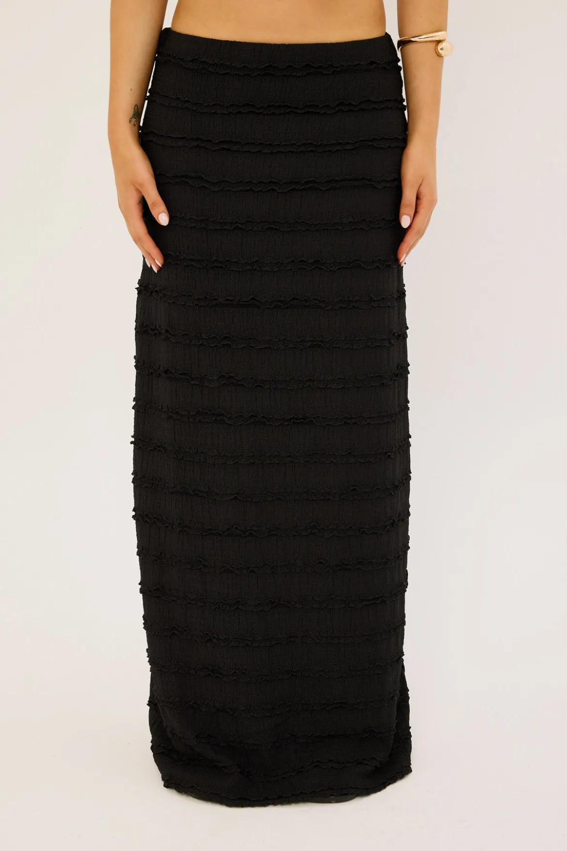 Frilly Astra Maxi Skirt Black