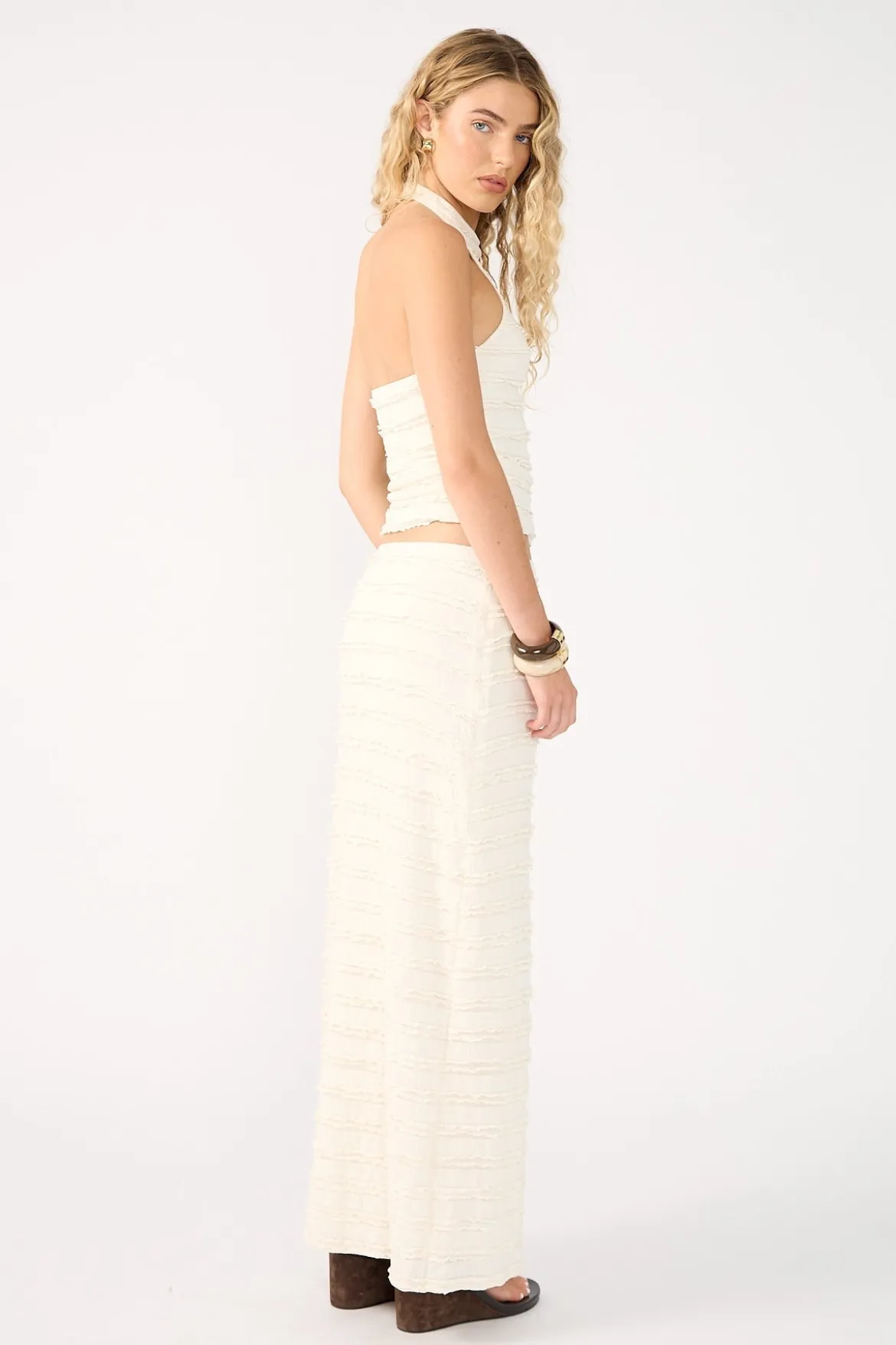 Frilly Astra Maxi Skirt Cream