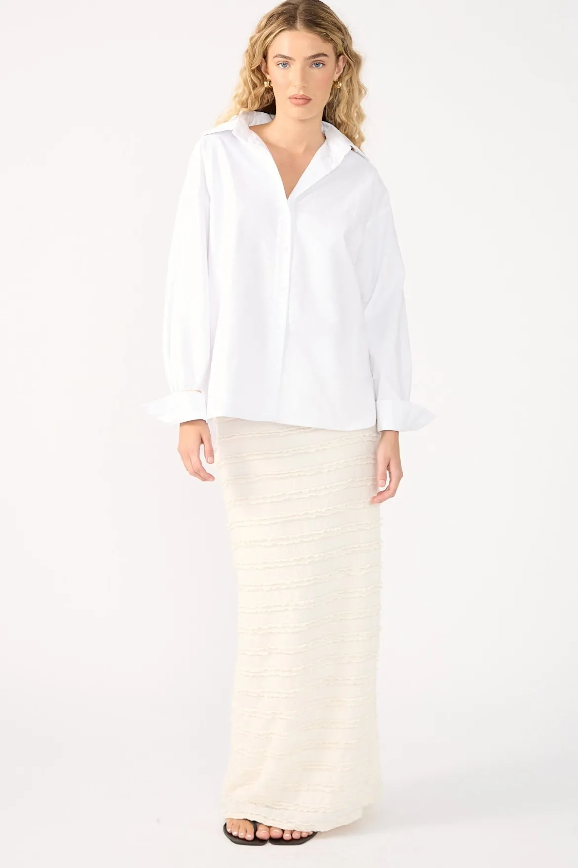 Frilly Astra Maxi Skirt Cream
