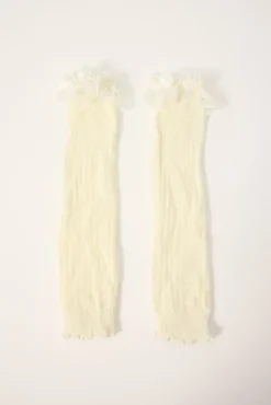 Frilly Bow Leg Warmer White