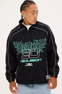 Fumes Elastic Quarter Zip Crew Black