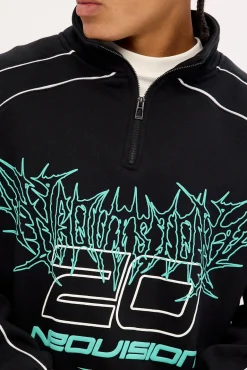 Fumes Elastic Quarter Zip Crew Black