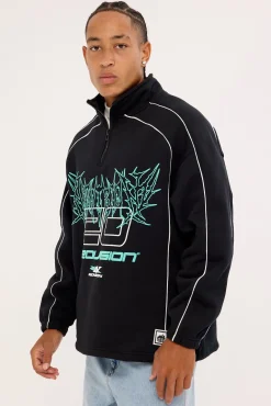 Fumes Elastic Quarter Zip Crew Black