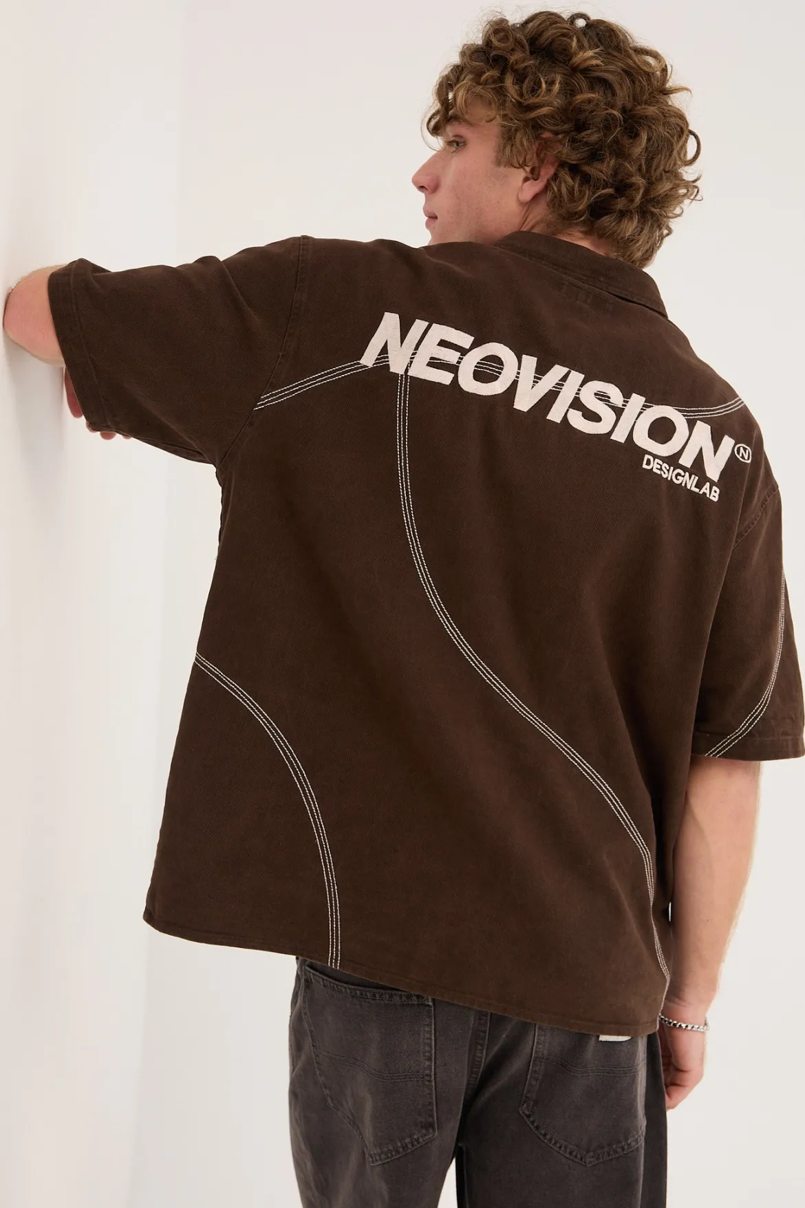 Fused Oversize Shirt Washed Brown