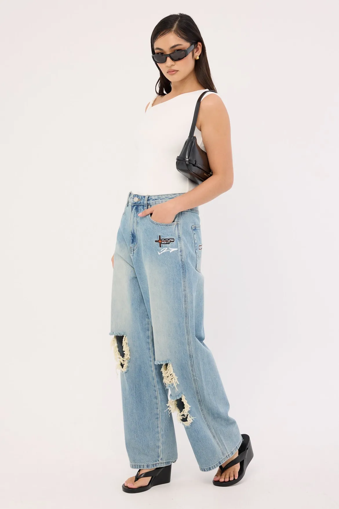 Future Behemoth Super Baggy Ripped Jean Faded Blue