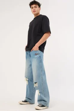 Future Behemoth Super Baggy Ripped Jean Faded Blue