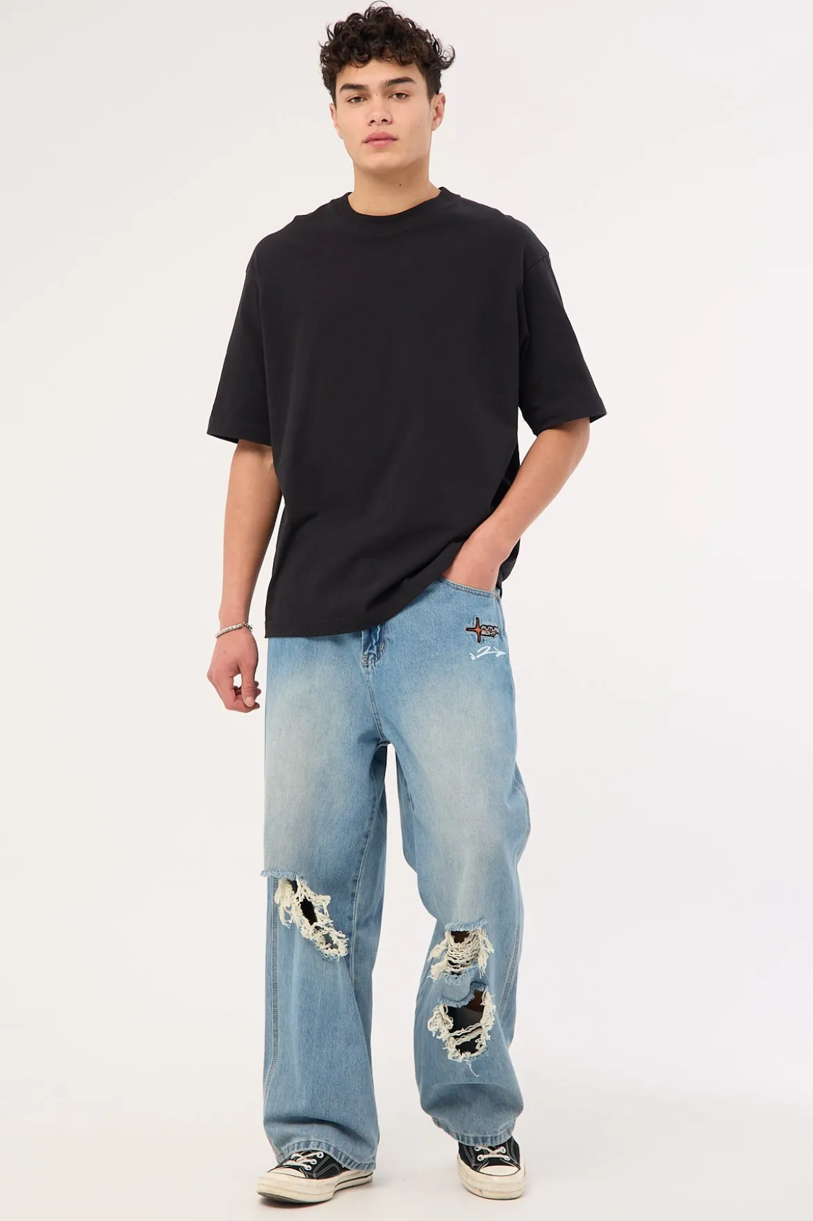 Future Behemoth Super Baggy Ripped Jean Faded Blue