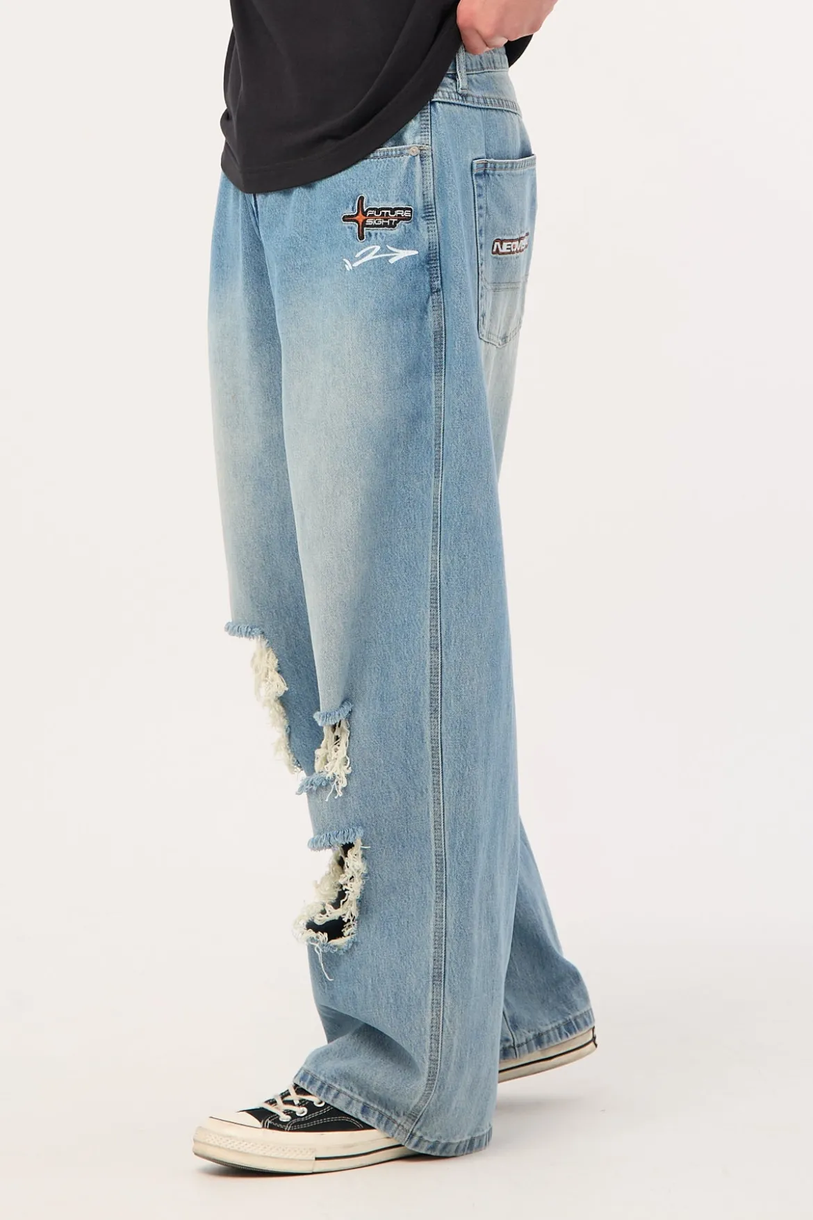 Future Behemoth Super Baggy Ripped Jean Faded Blue