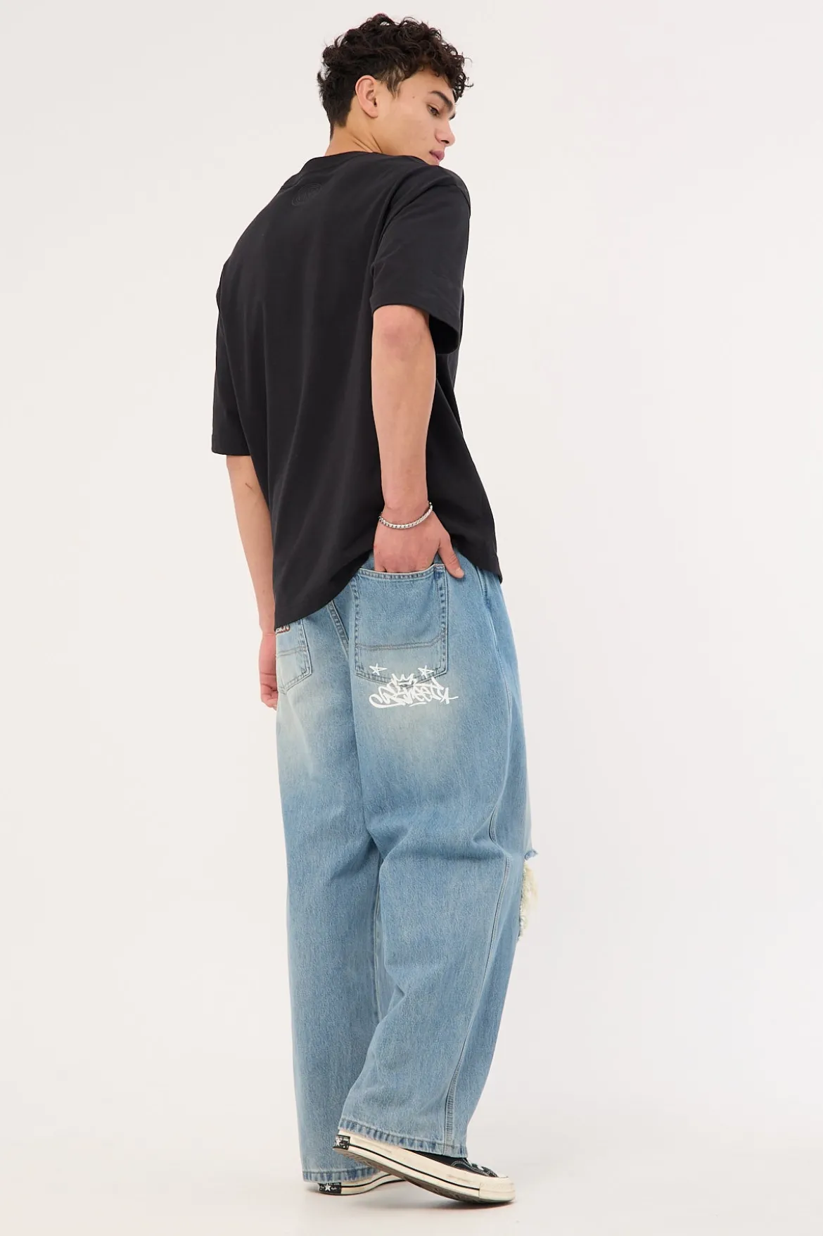Future Behemoth Super Baggy Ripped Jean Faded Blue