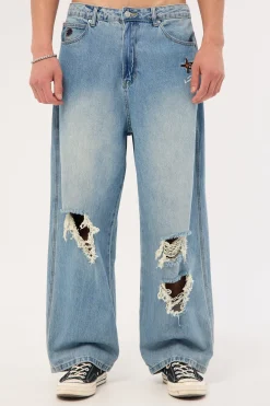 Future Behemoth Super Baggy Ripped Jean Faded Blue
