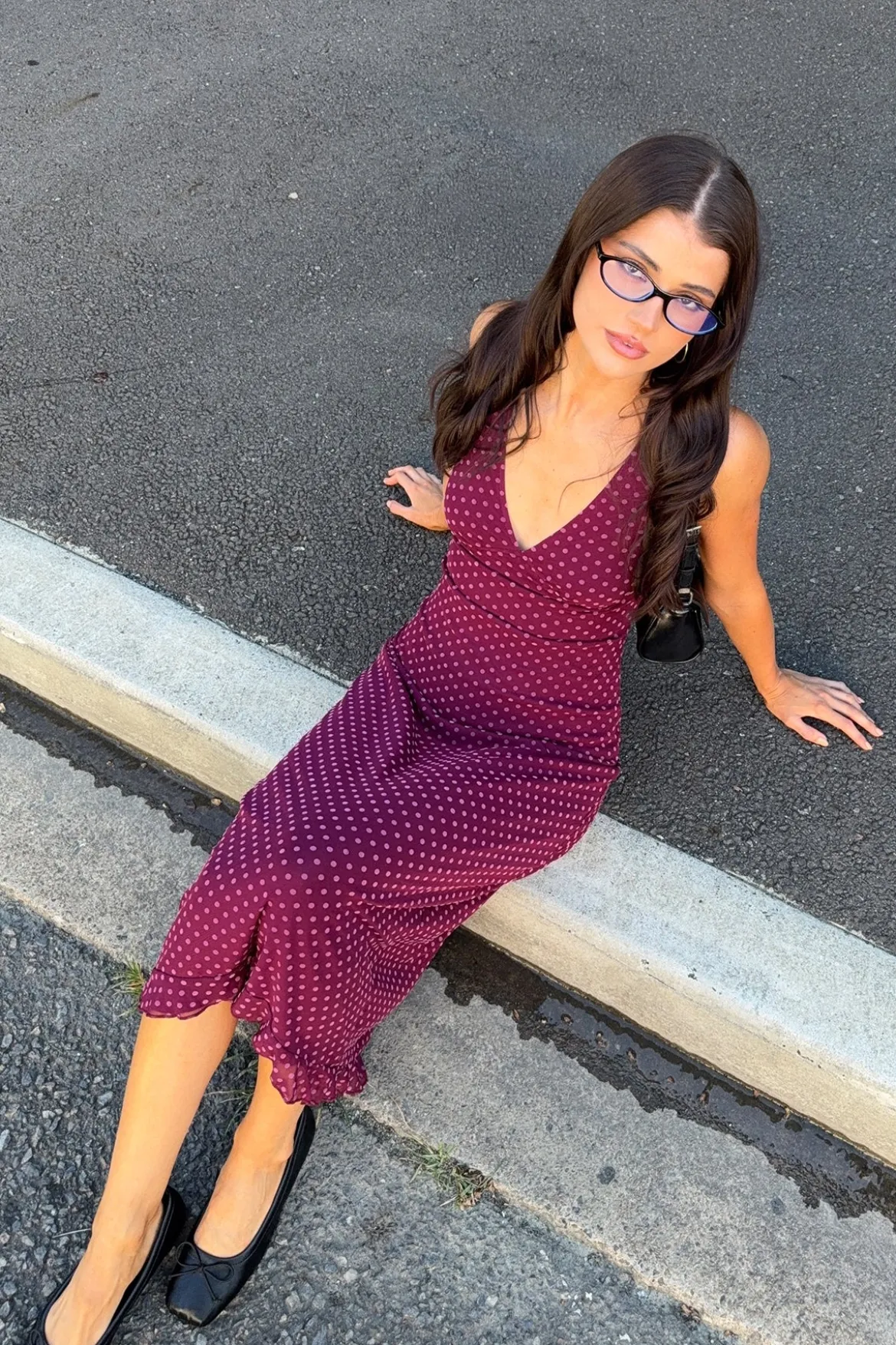 Gabriella Midi Dress Basic Polka Flock Berry